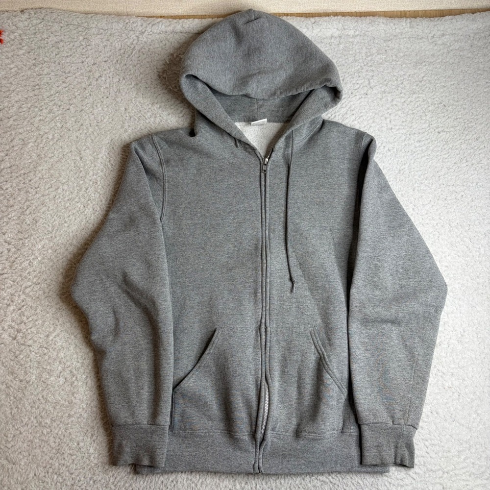 Russell Athletic Mens Full Zip Hoodie Heather Gray Fleece Sweatshirt Medium